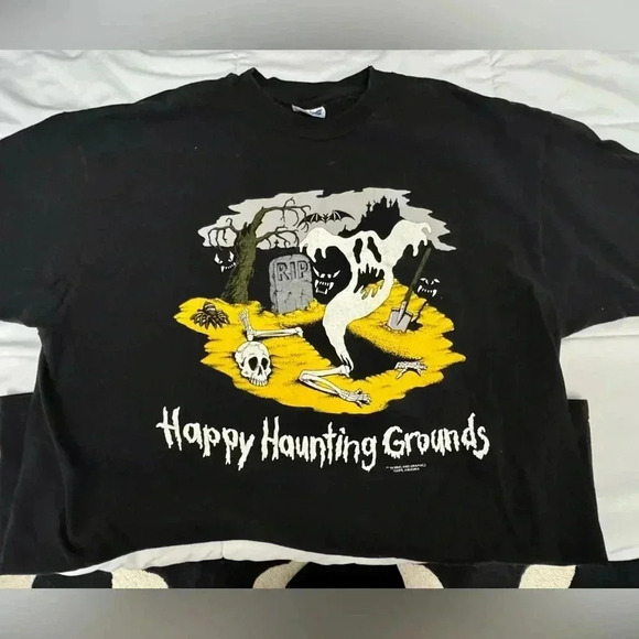 VTG 1992 Glow in the Dark Halloween Spooky Single Stich Tshirt XL Ghosts Unisex - Picture 1 of 11